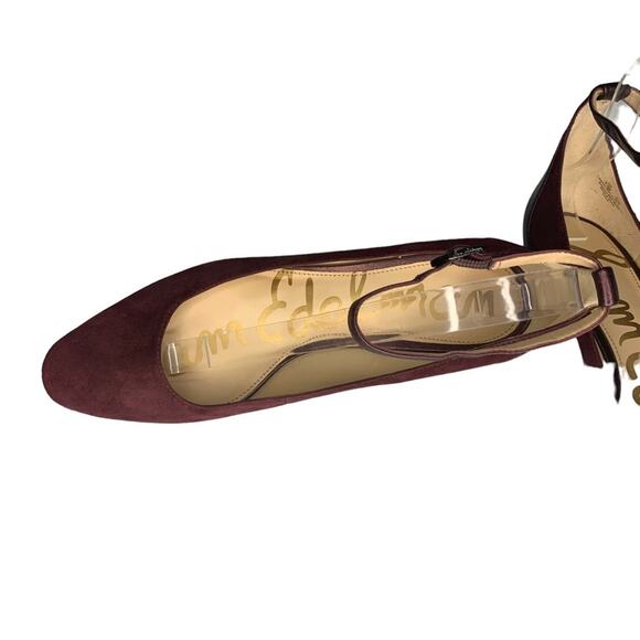 Sam Edelman Lola NWT Block Heel Pumps Size 8.5M Burgundy Leather/Man Mad… - Picture 5 of 8